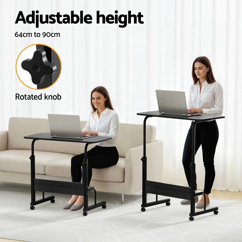 Artiss Portable Sit‑Stand Laptop Desk Height Adjustable Workstation 80cm - Black Wood - Image 5