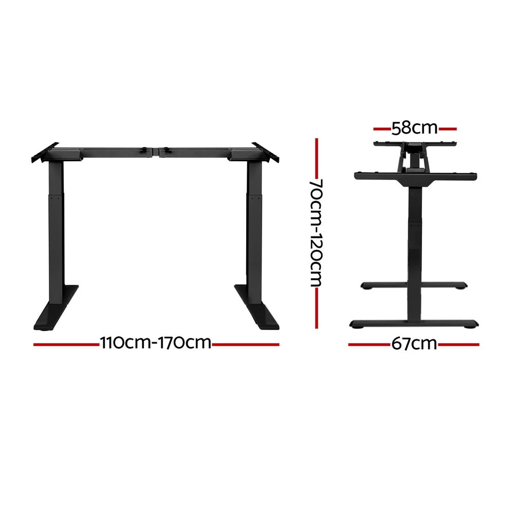 Artiss Standing Desk Frame Only Dual Motor Motorised Black - Image 4