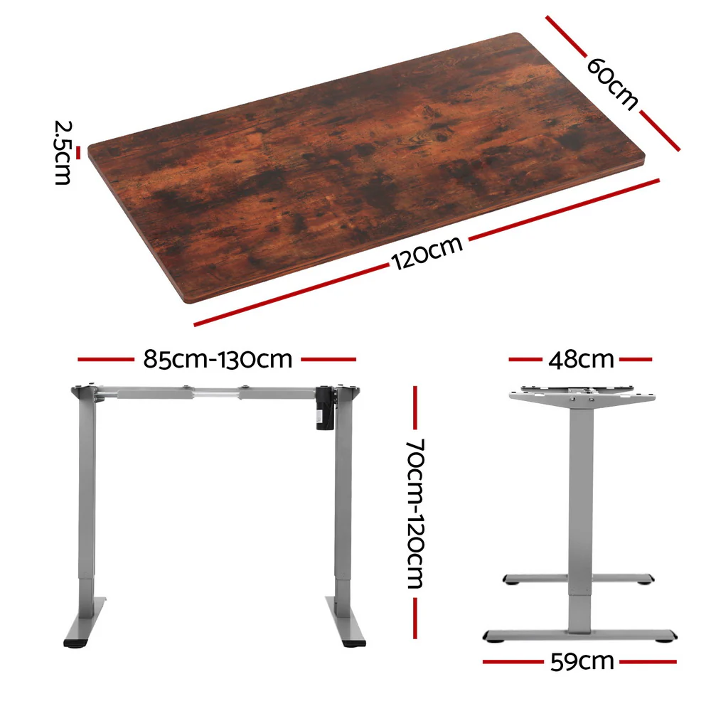 Artiss Standing Desk Motorised 120CM Rustic Brown - Image 4