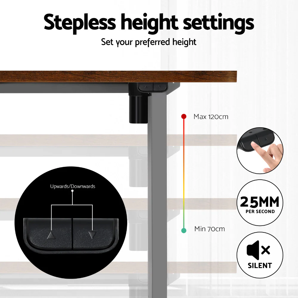 Artiss Standing Desk Motorised 120CM Rustic Brown - Image 7