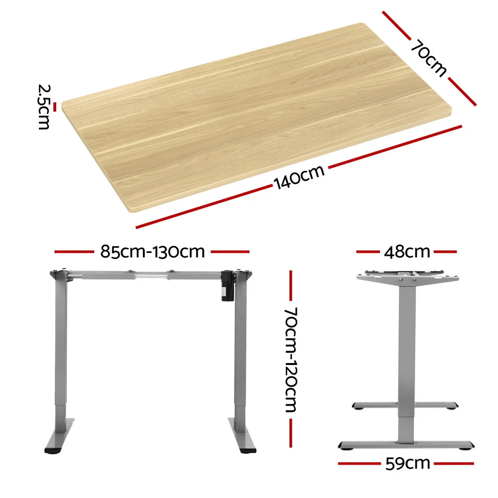 Artiss Standing Desk Motorised 140CM White Oak - Image 4