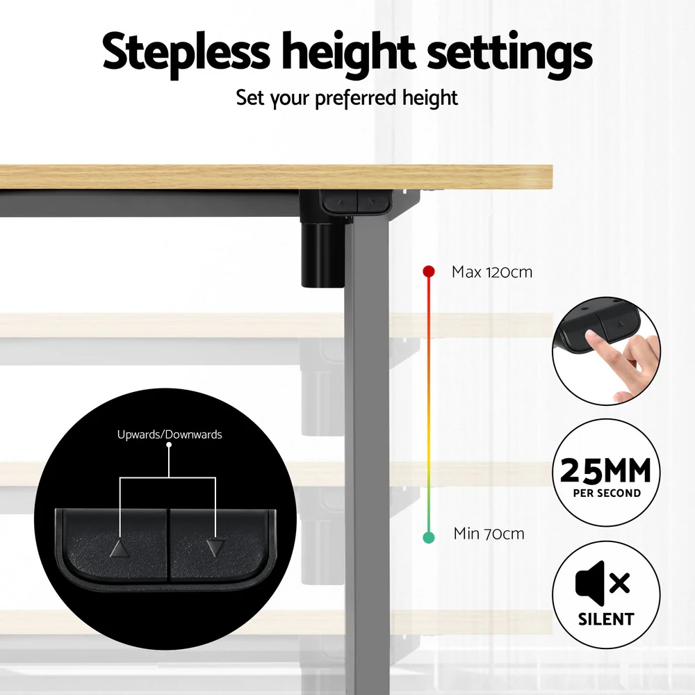 Artiss Standing Desk Motorised 140CM White Oak - Image 7
