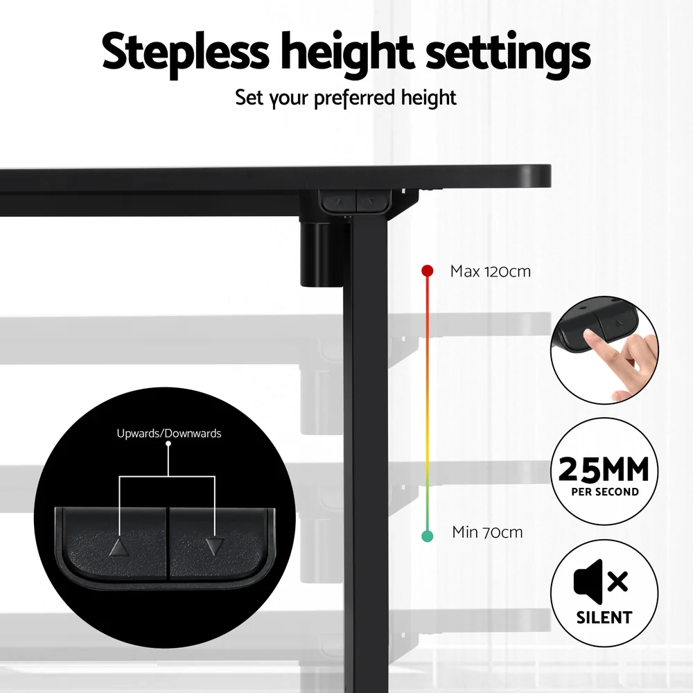 Artiss Standing Desk Motorised Black 140CM - Image 7