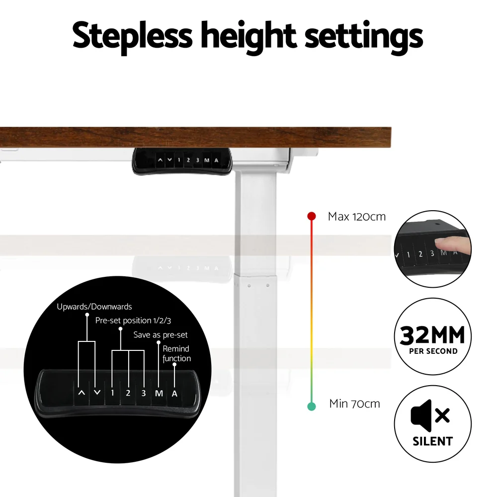 Artiss Standing Desk Motorised Dual Motor 120CM Rustic Brwon - Image 7