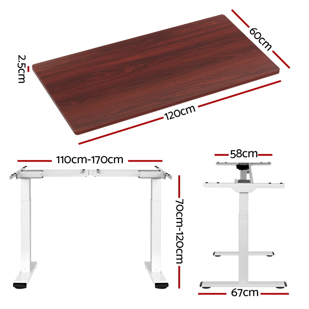 Artiss Standing Desk Motorised Dual Motor 120CM Walnut - Image 4