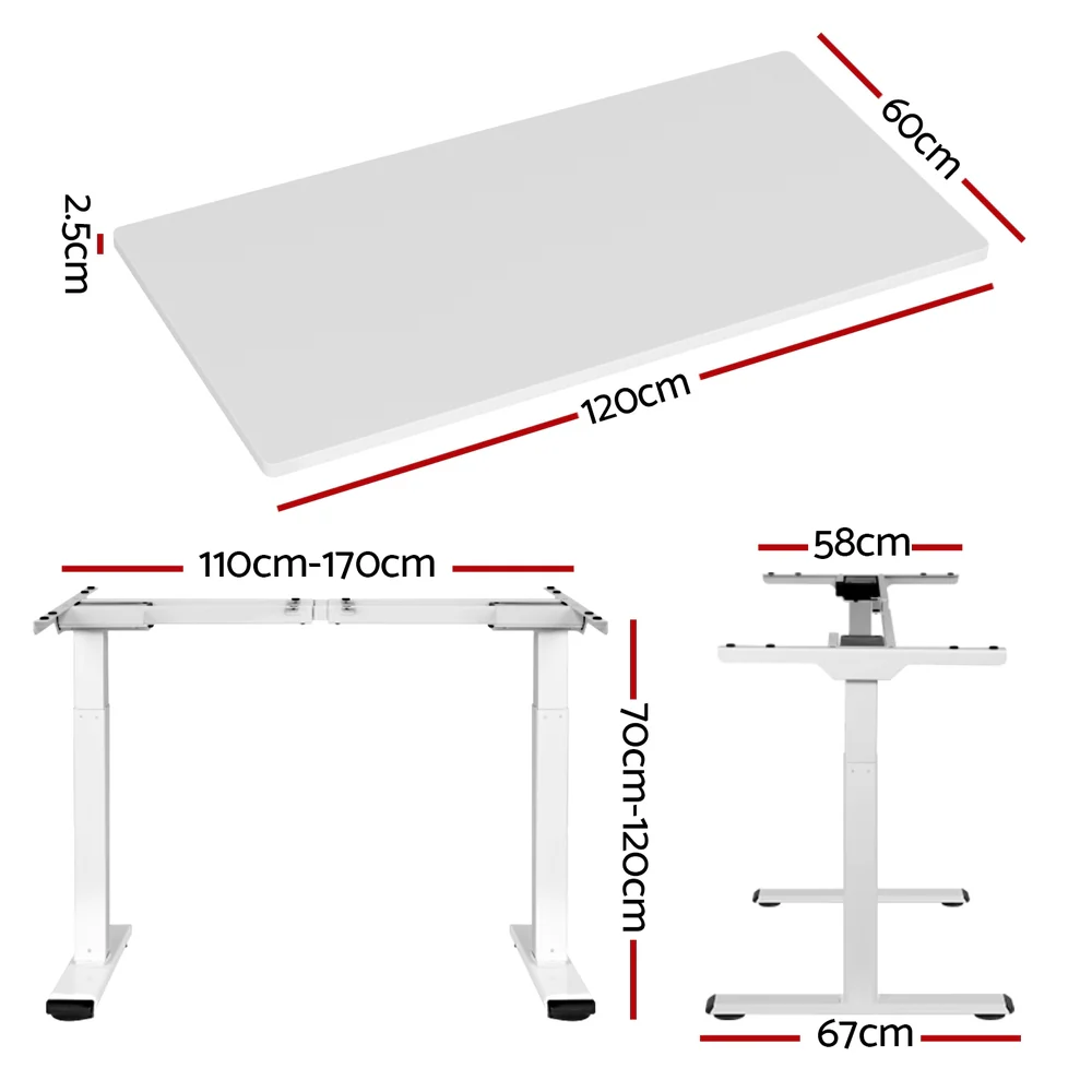 Artiss Standing Desk Motorised Dual Motor 120CM White - Image 4