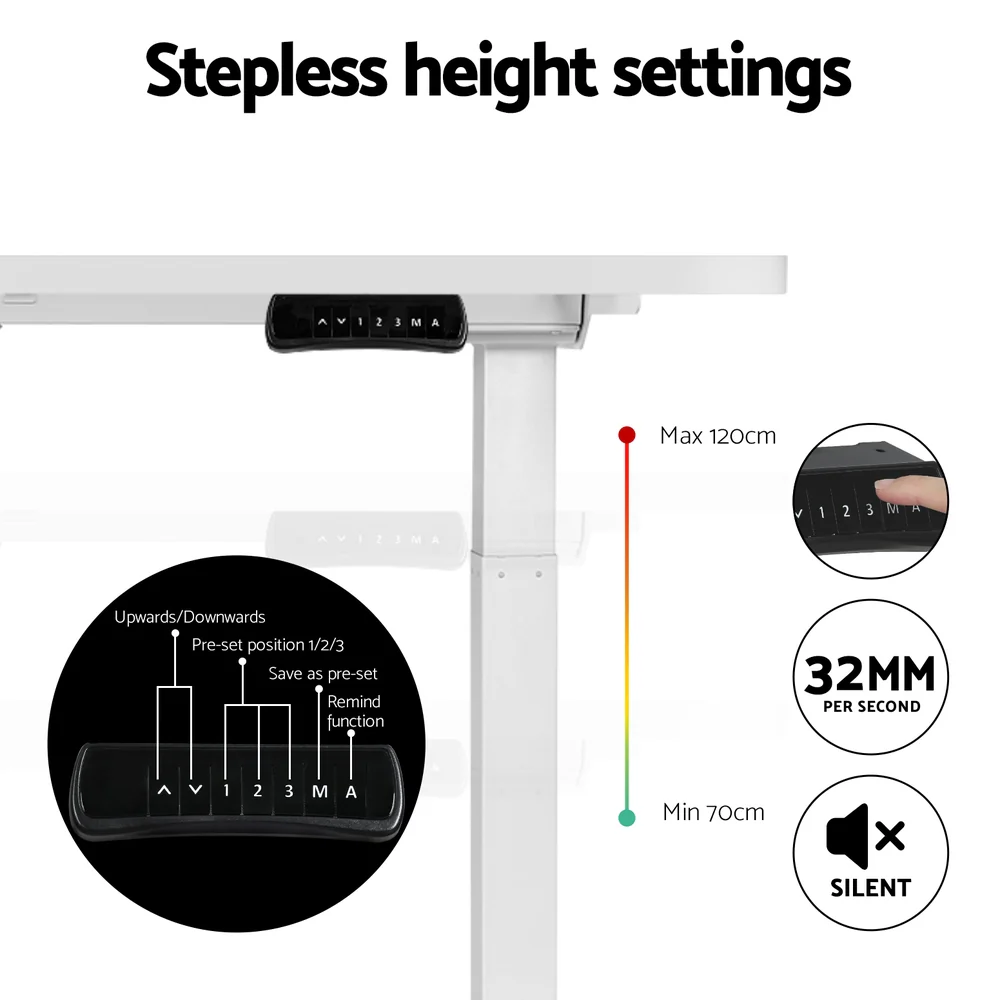 Artiss Standing Desk Motorised Dual Motor 120CM White - Image 7