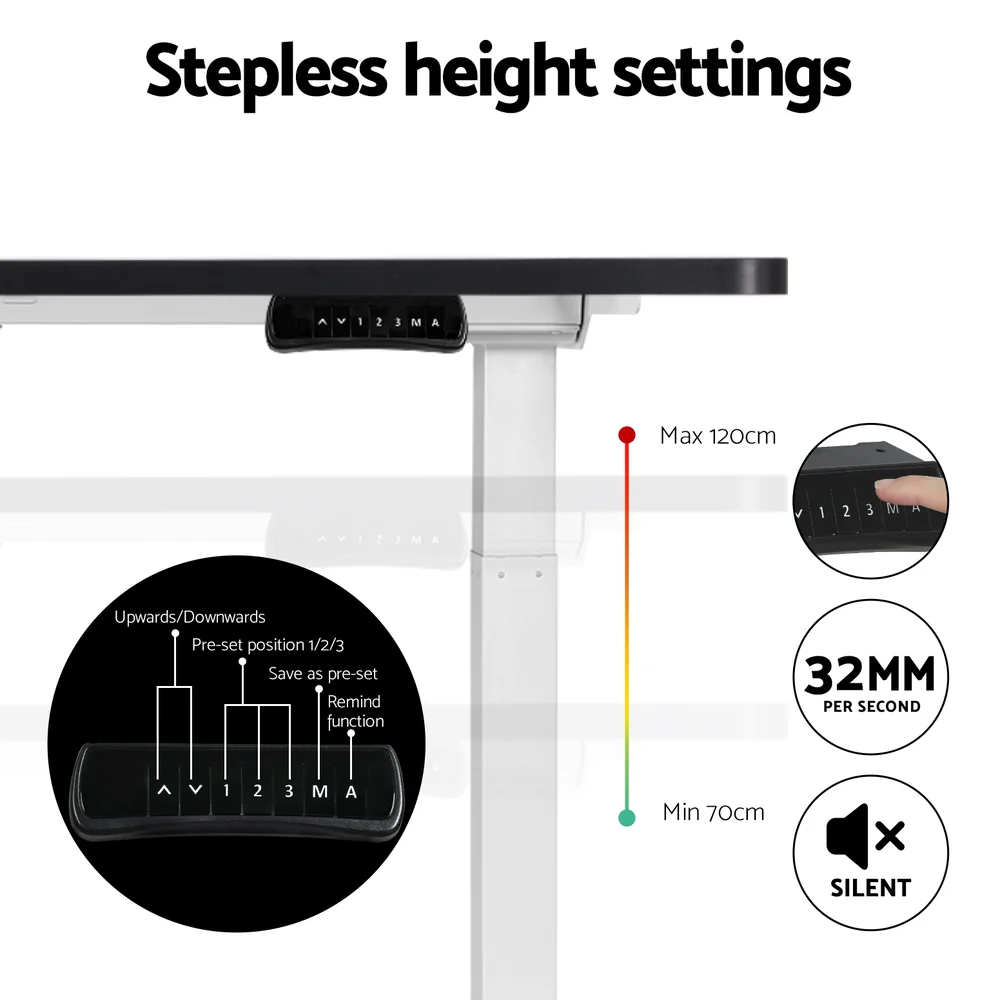 Artiss Standing Desk Motorised Dual Motor 140CM Black - Image 7