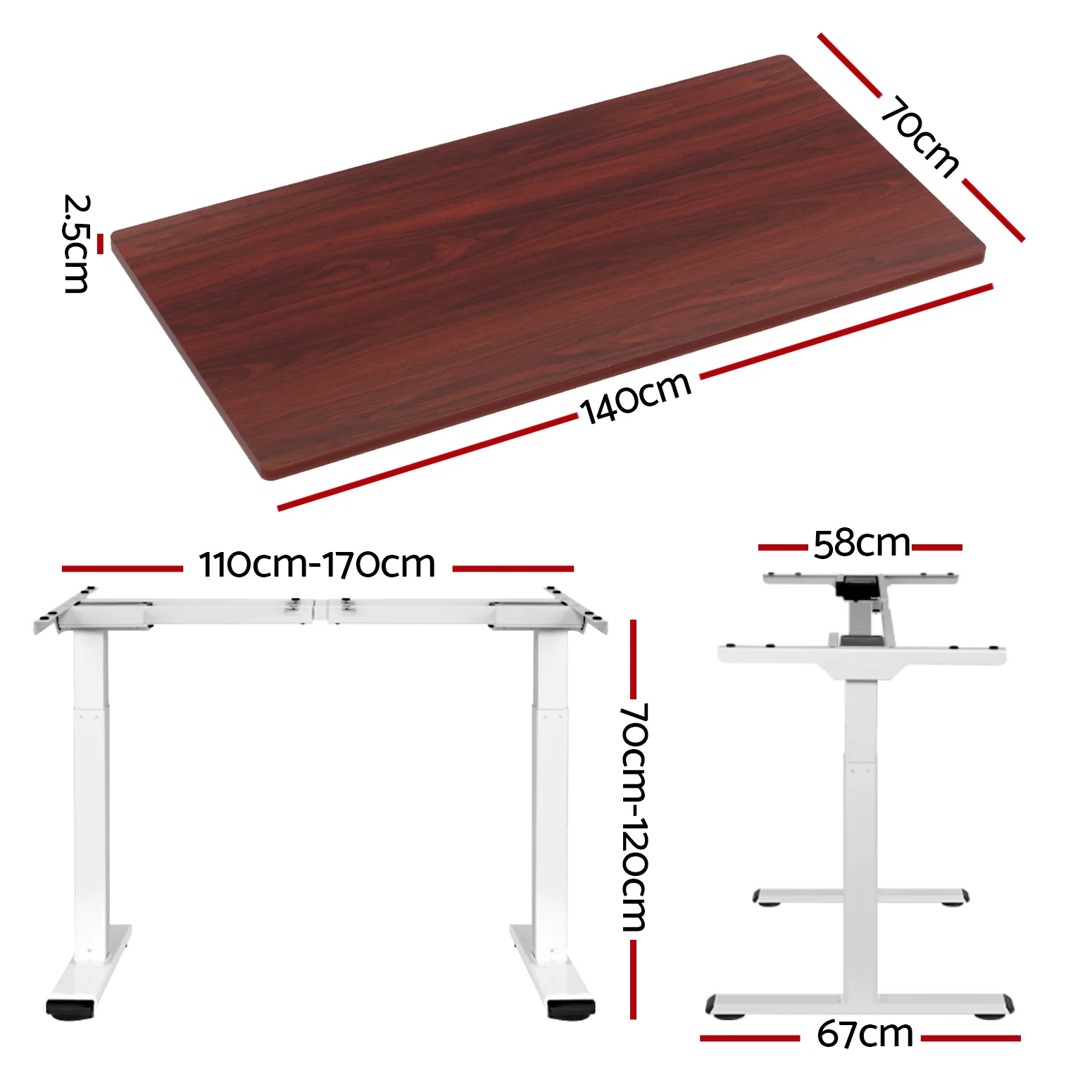 Artiss Standing Desk Motorised Dual Motor 140CM Walnut - Image 4