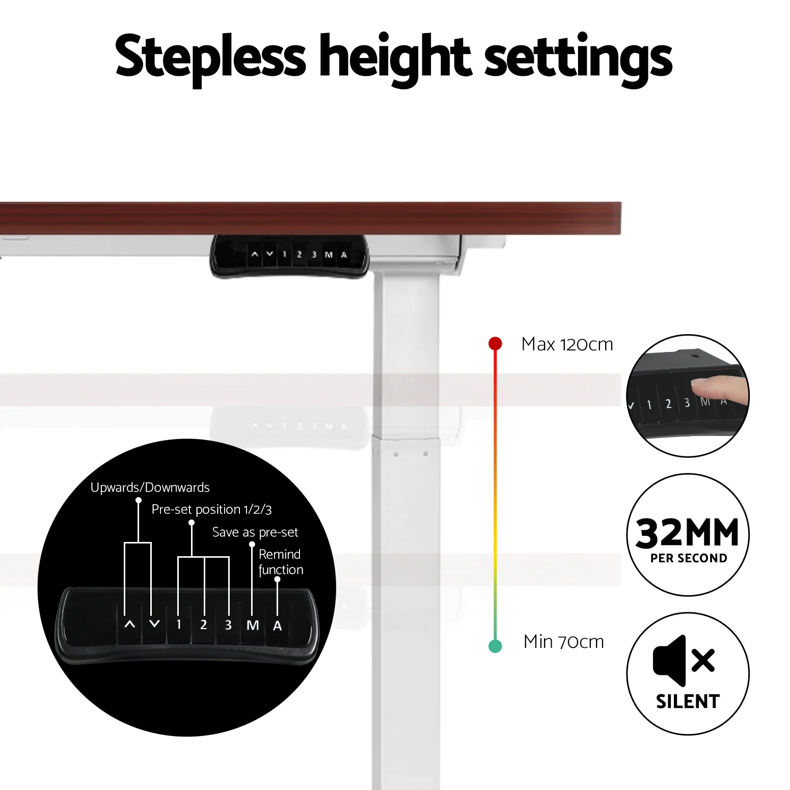 Artiss Standing Desk Motorised Dual Motor 140CM Walnut - Image 7