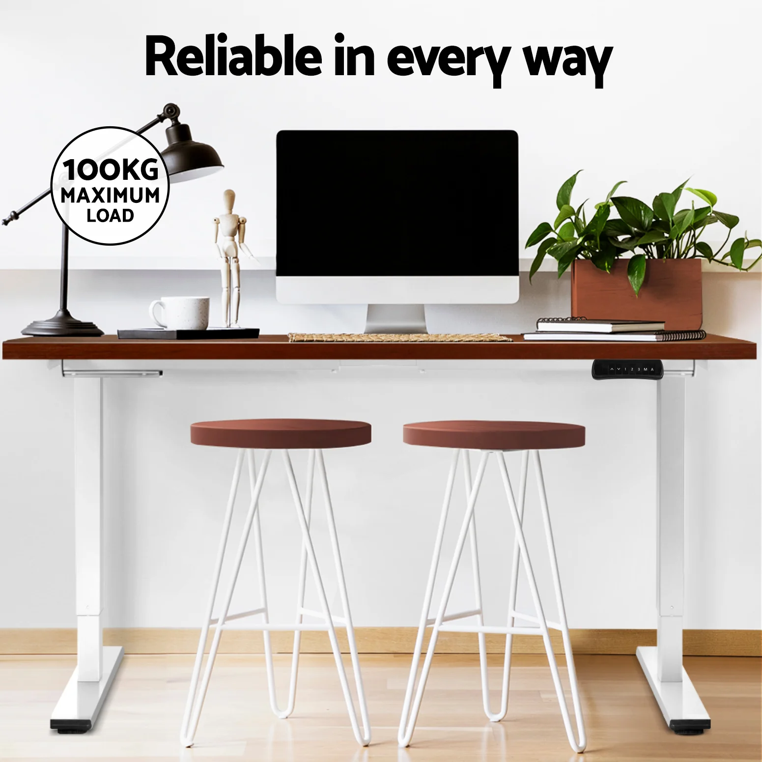 Artiss Standing Desk Motorised Dual Motor 140CM Walnut - Image 8