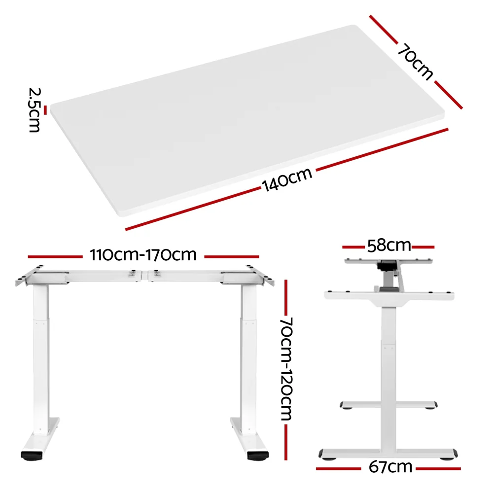 Artiss Standing Desk Motorised Dual Motor 140CM White - Image 4
