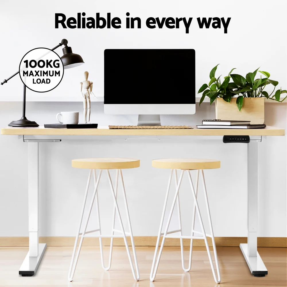 Artiss Standing Desk Motorised Dual Motor 140CM White Oak - Image 8