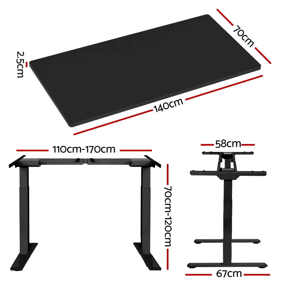 Artiss Standing Desk Motorised Dual Motor Black 140CM - Image 4