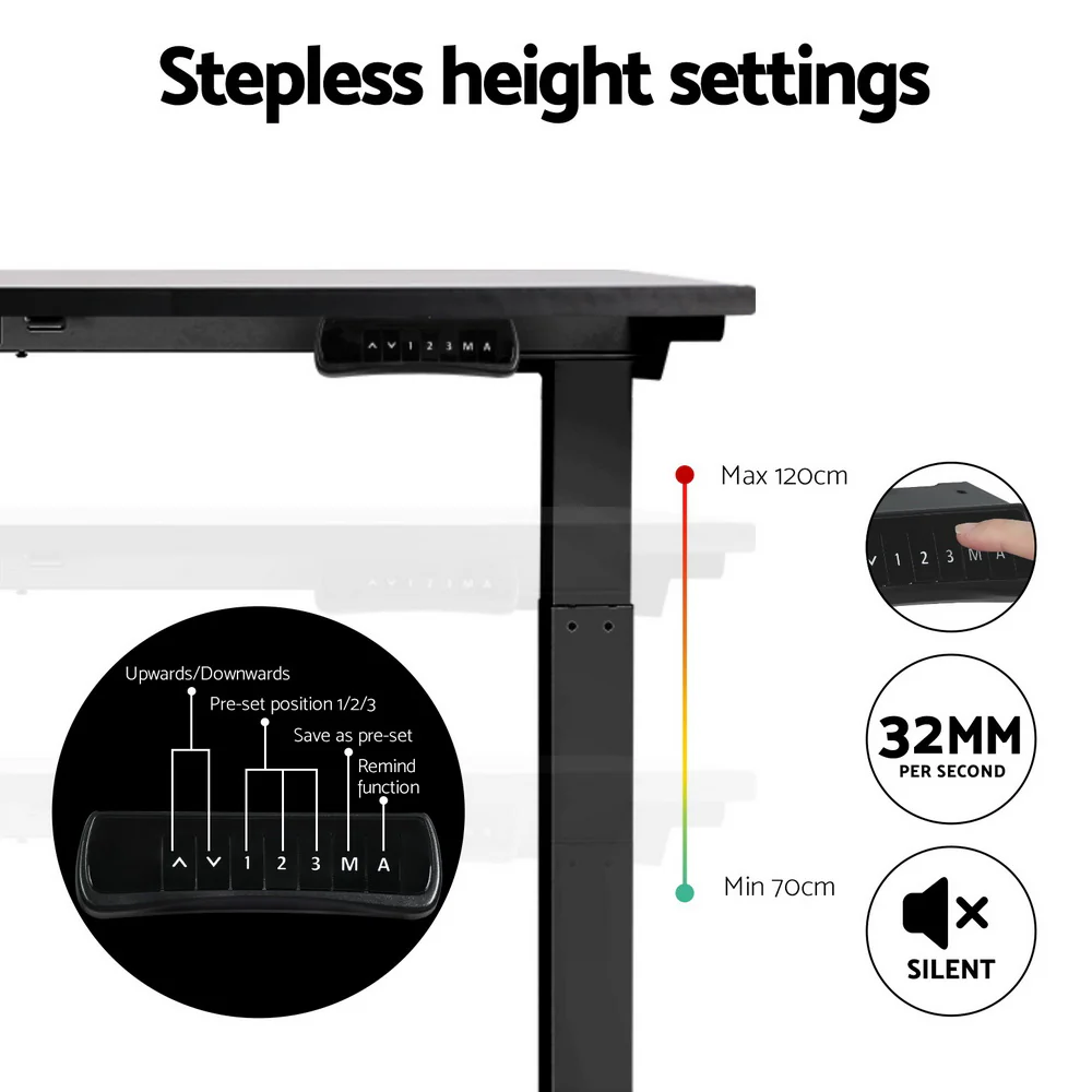 Artiss Standing Desk Motorised Dual Motor Black 140CM - Image 7