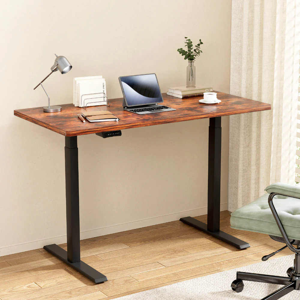 Artiss Standing Desk Motorised Dual Motor Rustic Brwon 120CM - Image 2