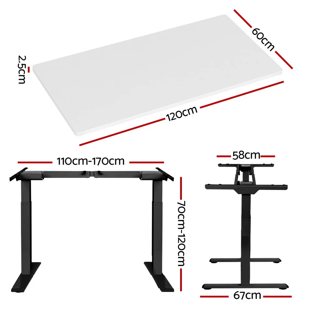 Artiss Standing Desk Motorised Dual Motor White 120CM - Image 4