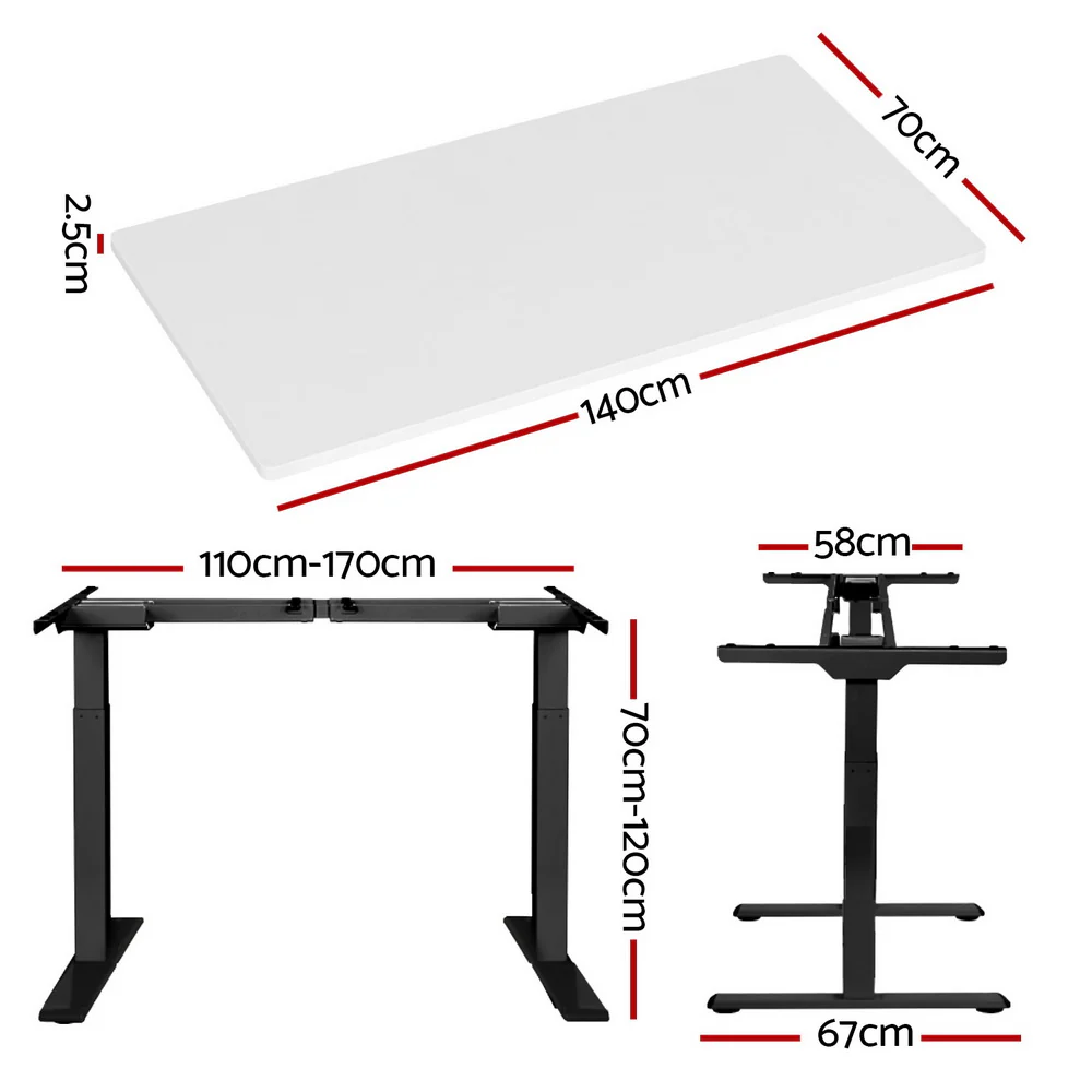 Artiss Standing Desk Motorised Dual Motor White 140CM - Image 4