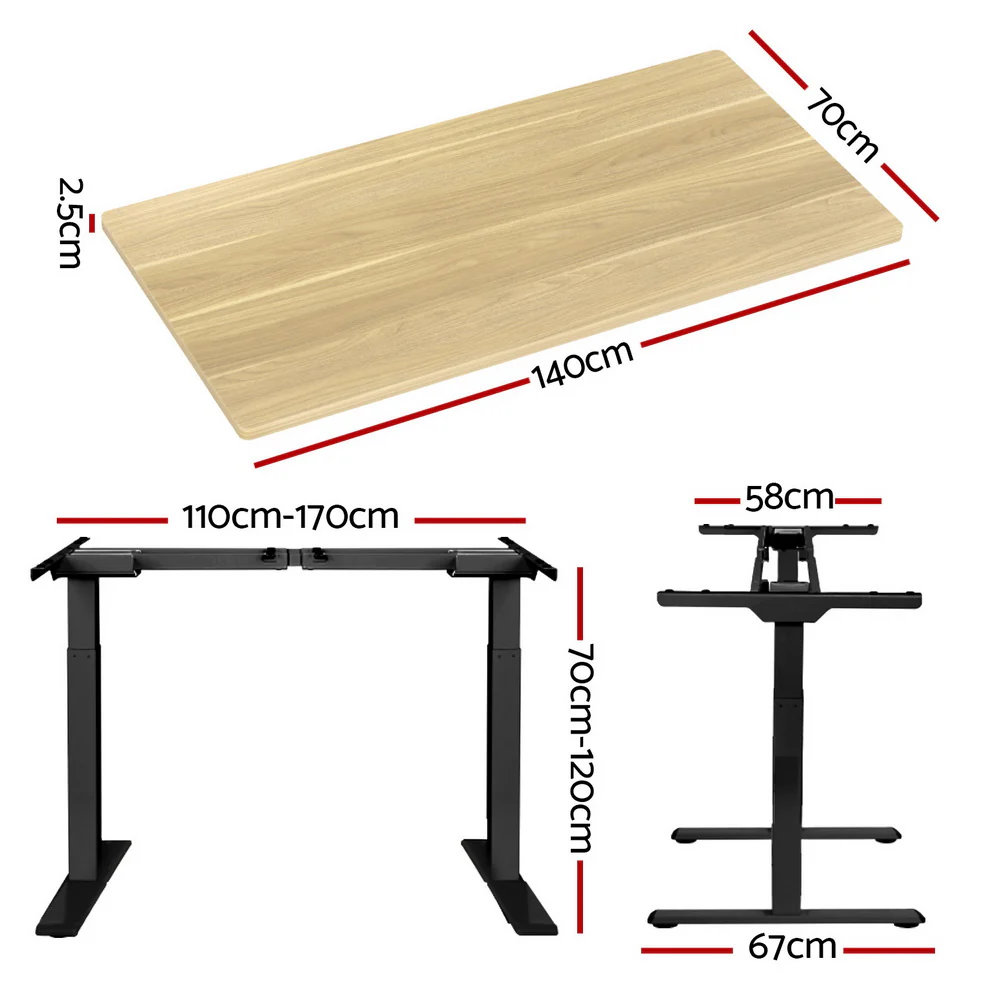 Artiss Standing Desk Motorised Dual Motor White Oak 140CM - Image 4