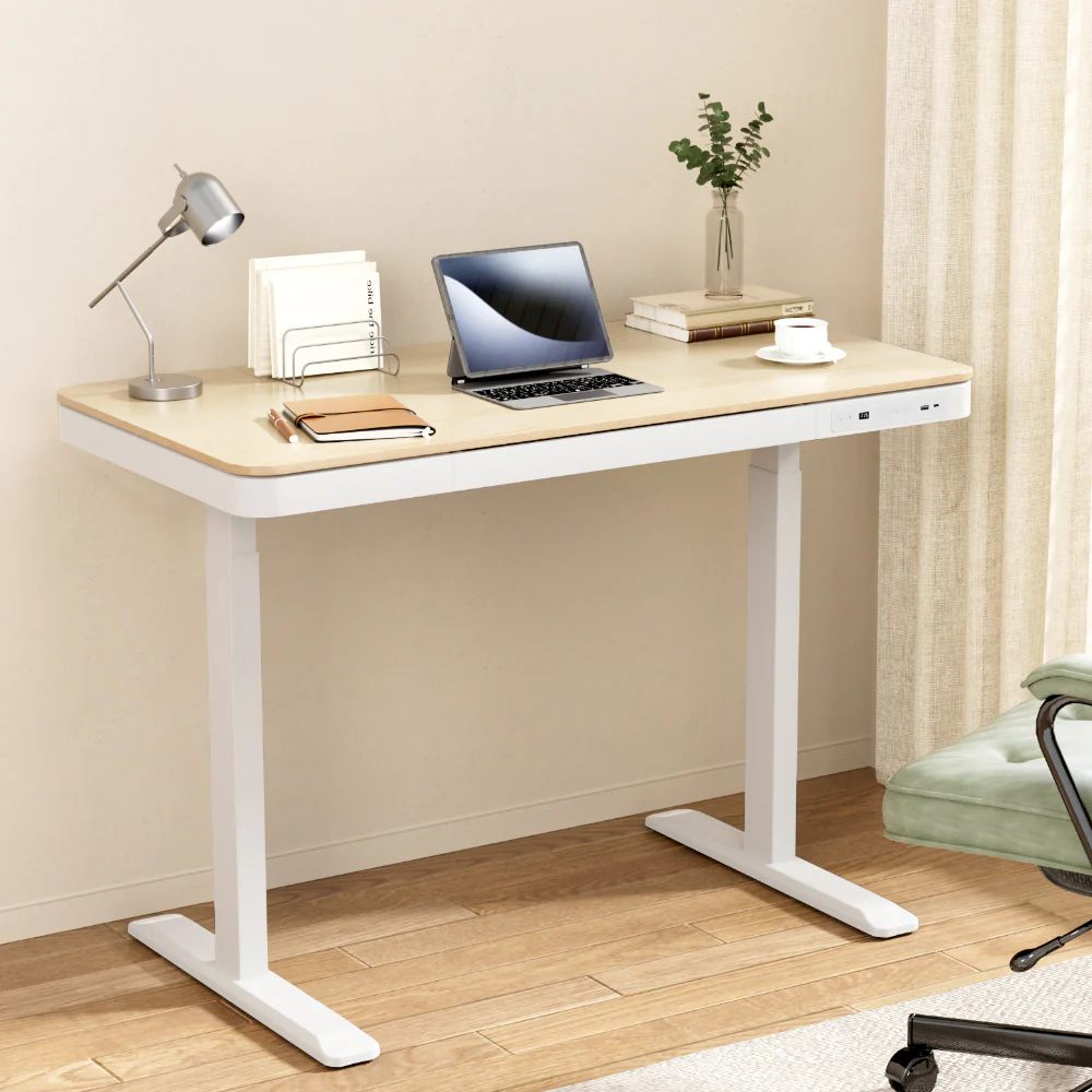 Artiss Standing Desk Motorised Electric Desks Drawer 120CM Oak - Image 2