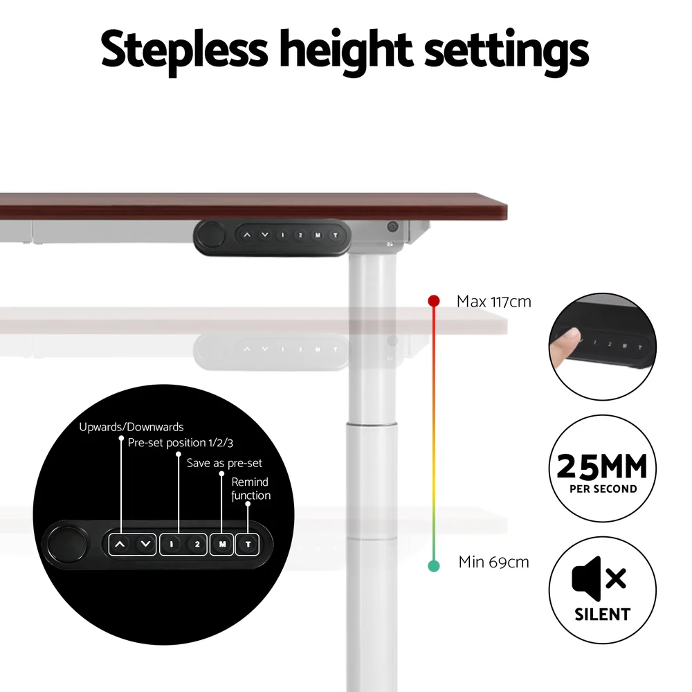 Artiss Standing Desk Motorised Electric Dual Motor 120CM Walnut - Image 7