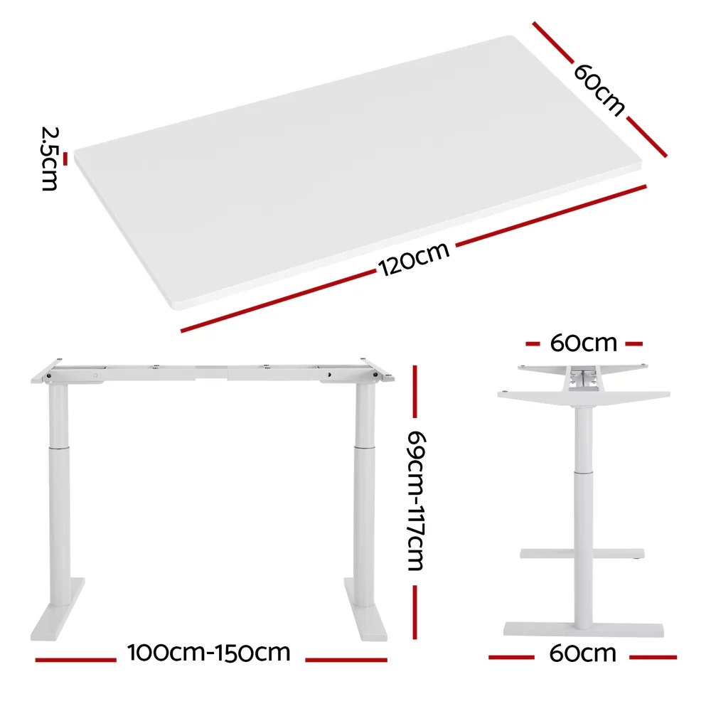 Artiss Standing Desk Motorised Electric Dual Motor 120CM White - Image 4
