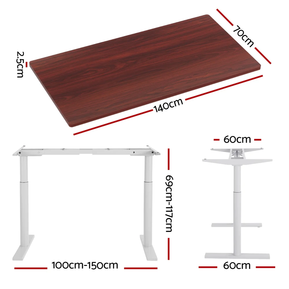 Artiss Standing Desk Motorised Electric Dual Motor 140CM Walnut - Image 4