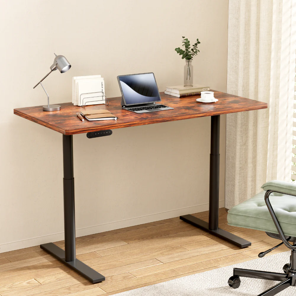 Artiss Standing Desk Motorised Electric Dual Motor Rustic Brown 120CM - Image 2