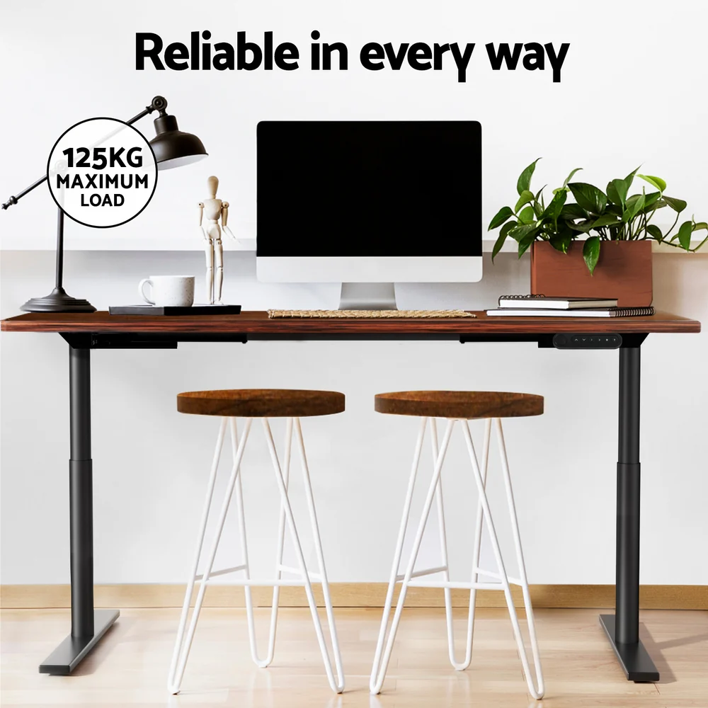 Artiss Standing Desk Motorised Electric Dual Motor Rustic Brown 120CM - Image 8