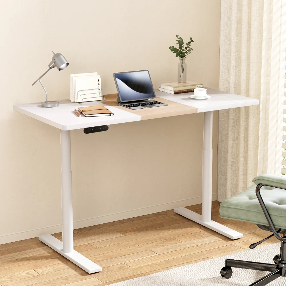 Artiss Standing Desk Motorised Electric Dual Motor Splice White Pine 120CM - Image 2