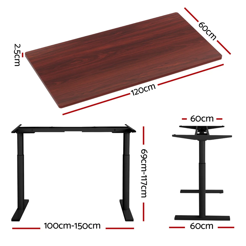 Artiss Standing Desk Motorised Electric Dual Motor Walnut 120CM - Image 4