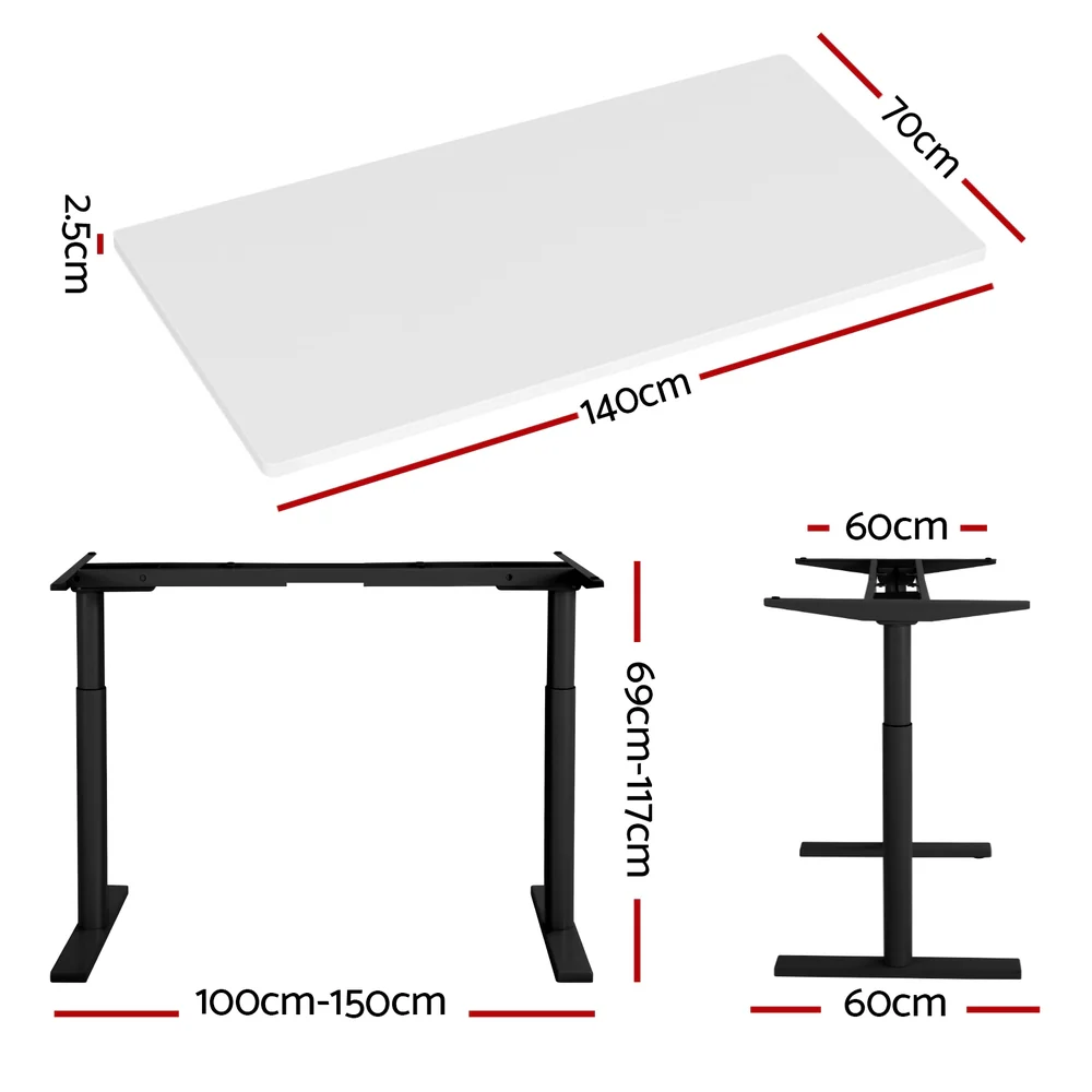 Artiss Standing Desk Motorised Electric Dual Motor White 140CM - Image 4