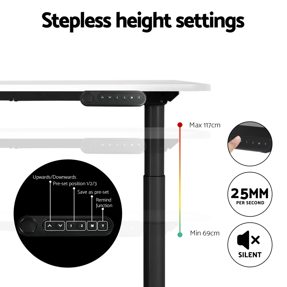 Artiss Standing Desk Motorised Electric Dual Motor White 140CM - Image 7