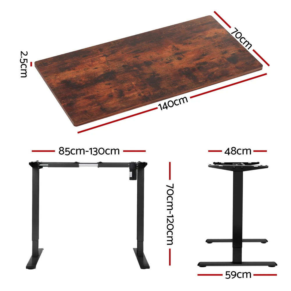 Artiss Standing Desk Motorised Rustic Brown 140CM - Image 4
