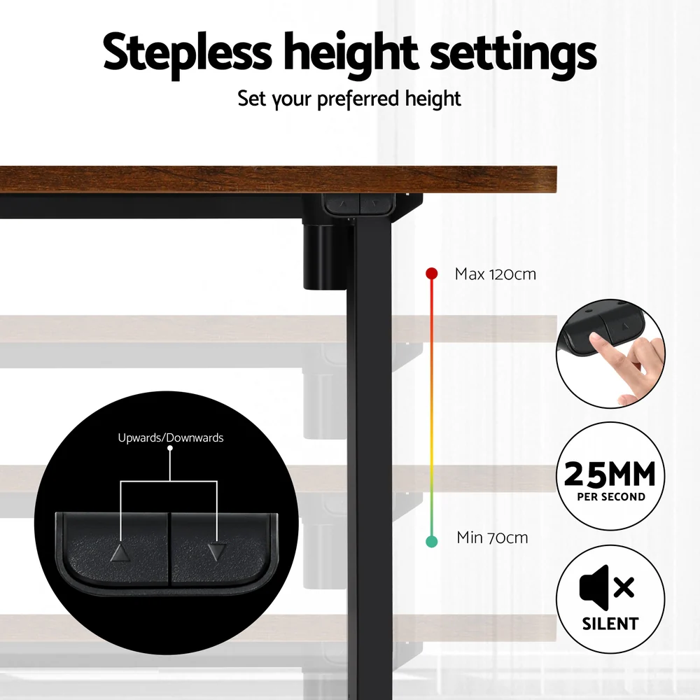 Artiss Standing Desk Motorised Rustic Brown 140CM - Image 7