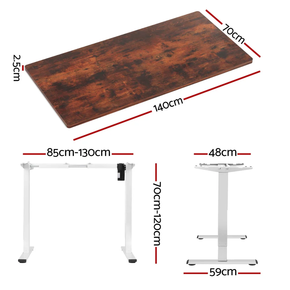 Artiss Standing Desk Motorised Sit Stand Desks Rustic Brown 140CM - Image 4