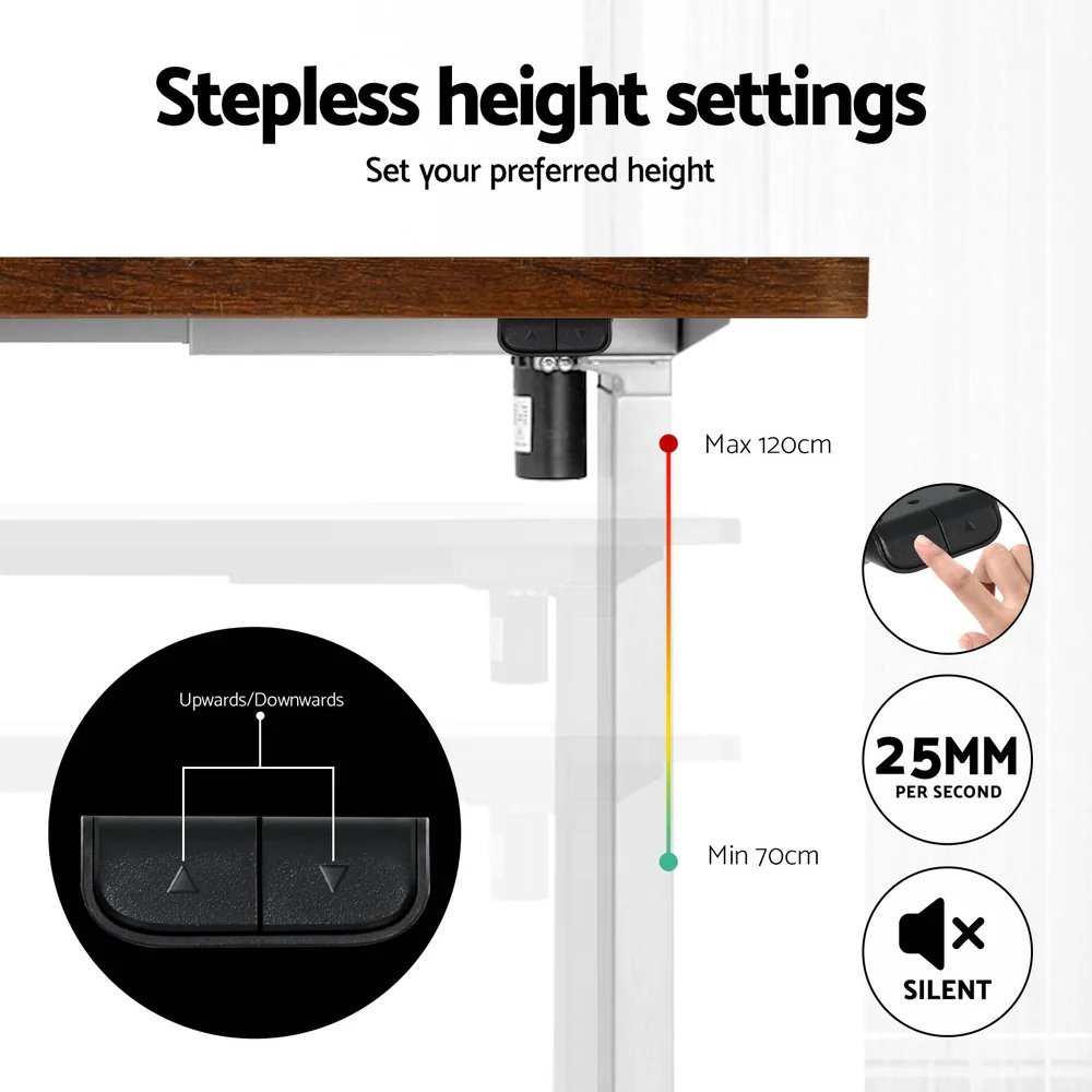 Artiss Standing Desk Motorised Sit Stand Desks Rustic Brown 140CM - Image 7