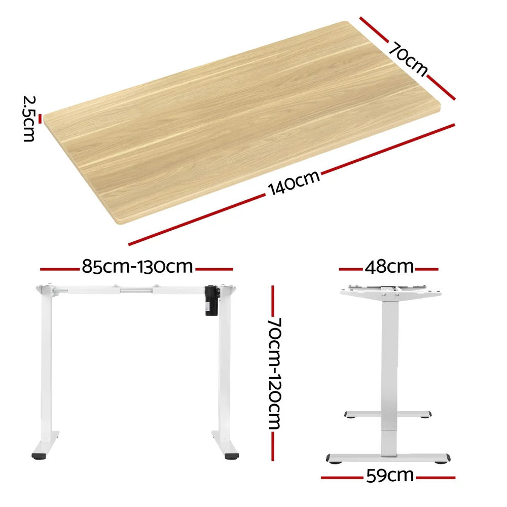 Artiss Standing Desk Motorised Sit Stand Desks White Oak 140CM - Image 4