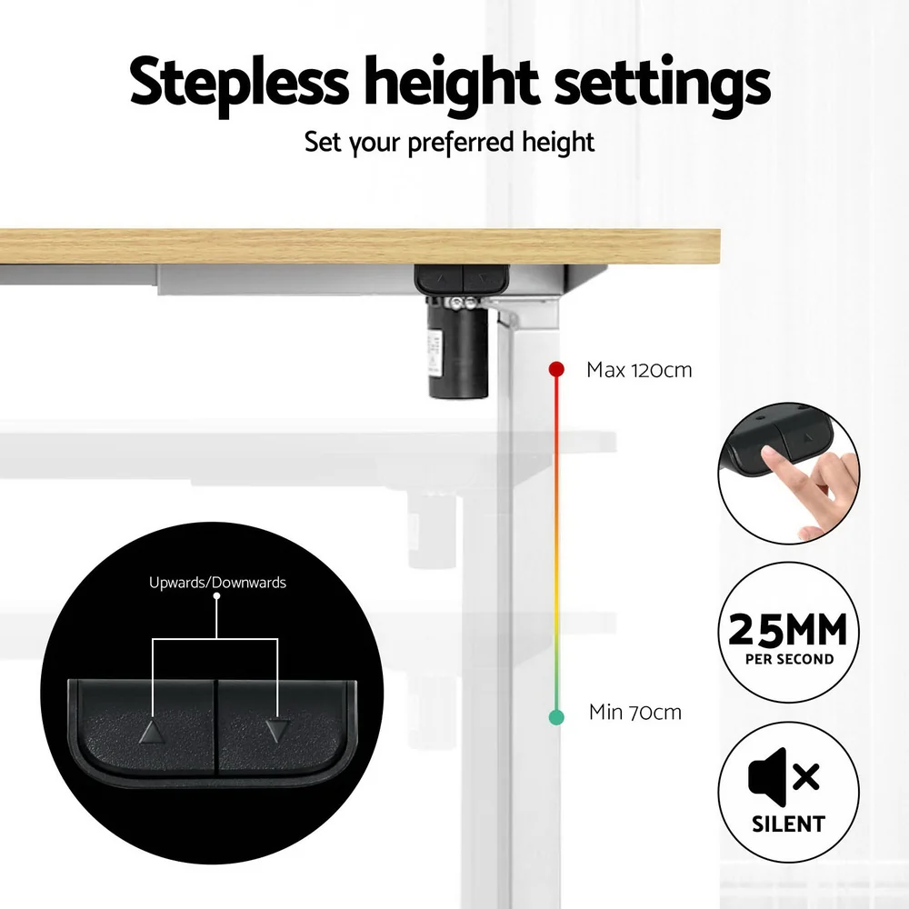 Artiss Standing Desk Motorised Sit Stand Desks White Oak 140CM - Image 7