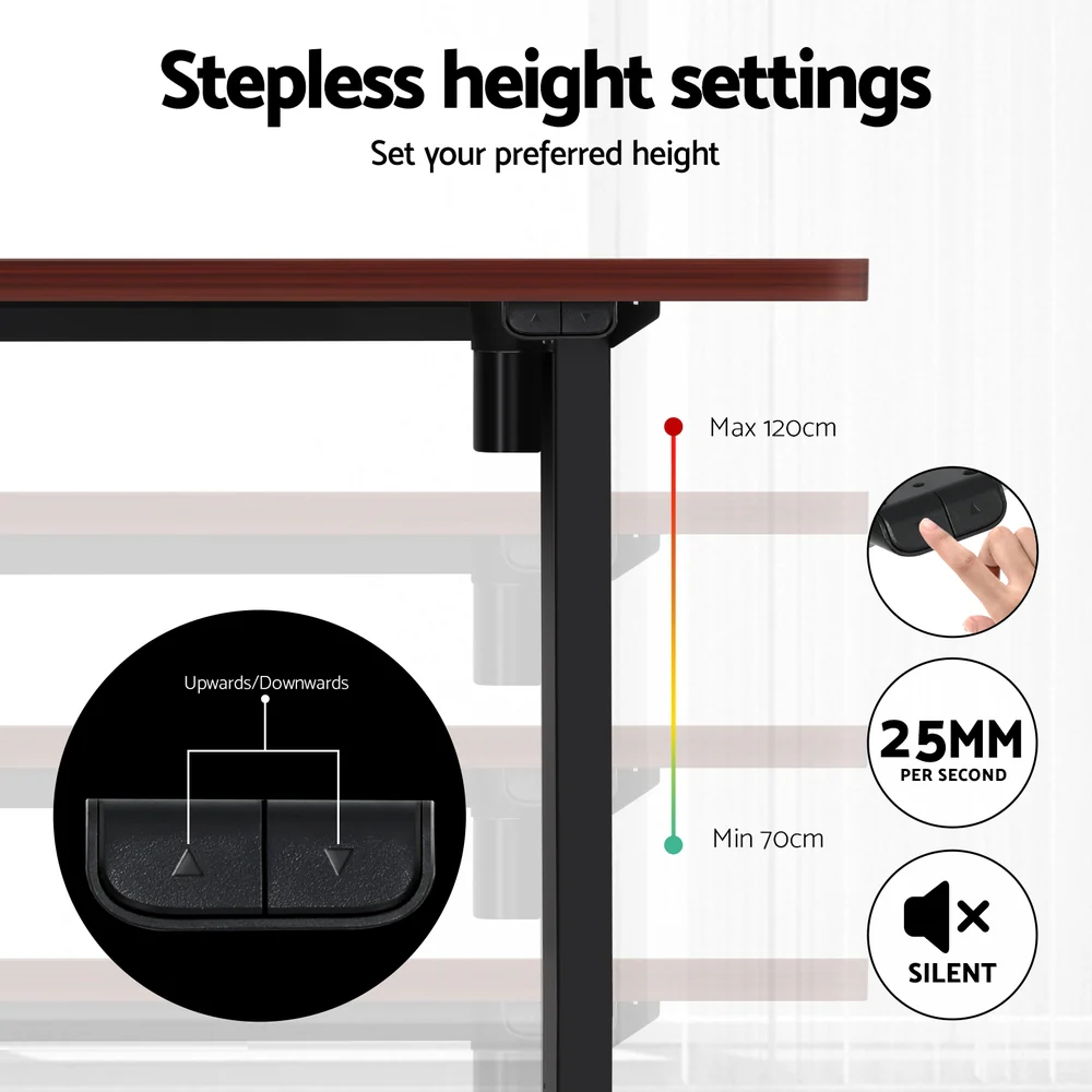 Artiss Standing Desk Motorised Walnut 140CM - Image 7