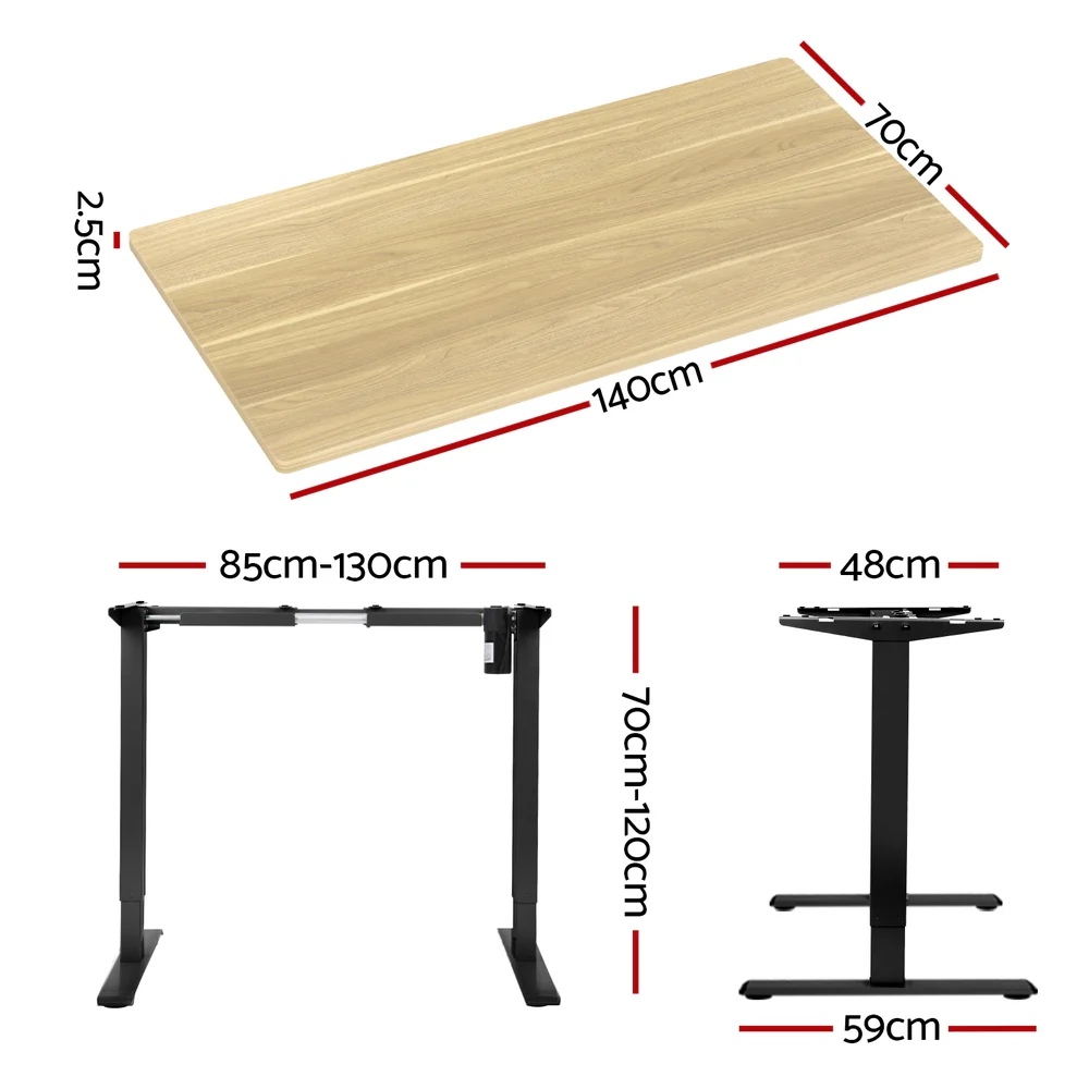 Artiss Standing Desk Motorised White Oak 140CM - Image 4