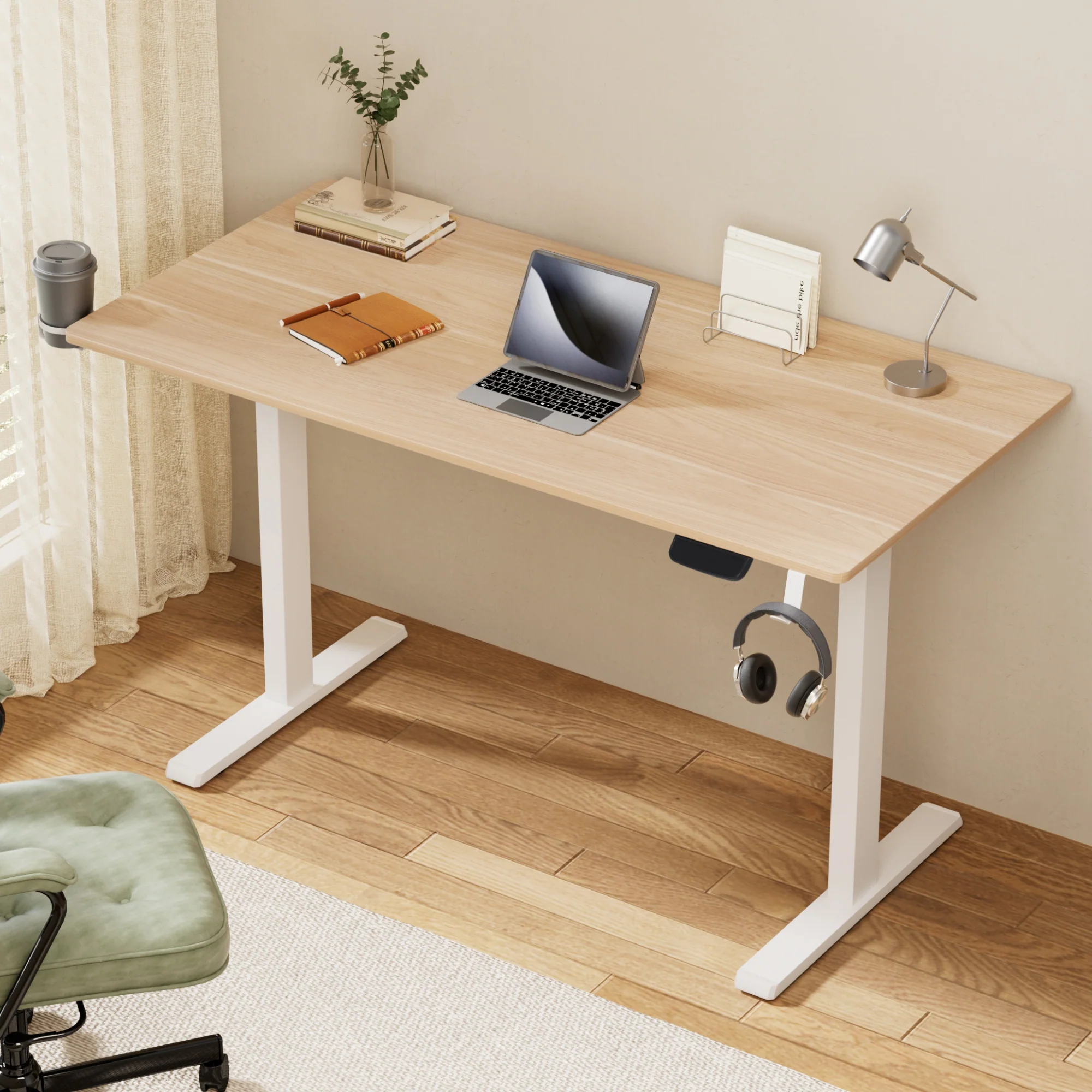 Artiss Standing Desk Sit Stand Touch Control Electric Oak 140CM - Image 2