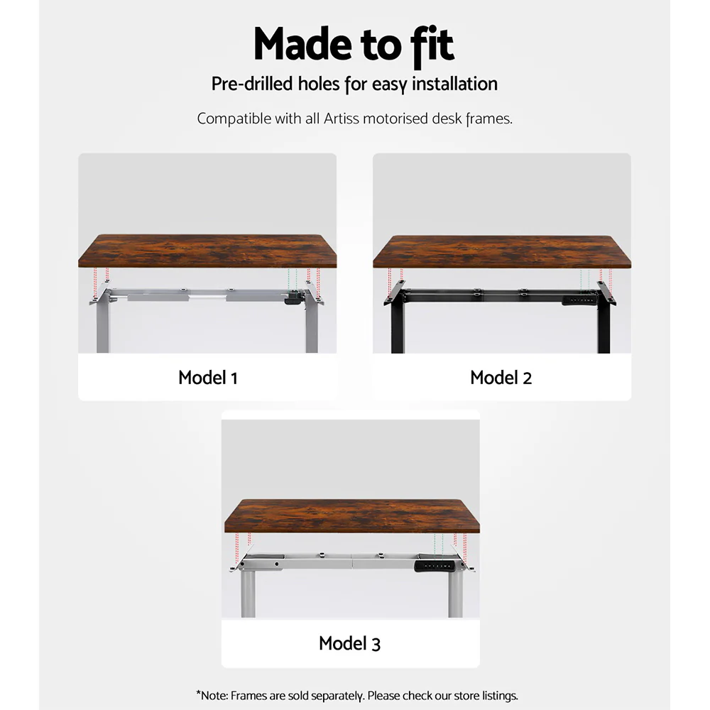 Artiss Standing Desk Top Rustic Brown 120CM - Image 8