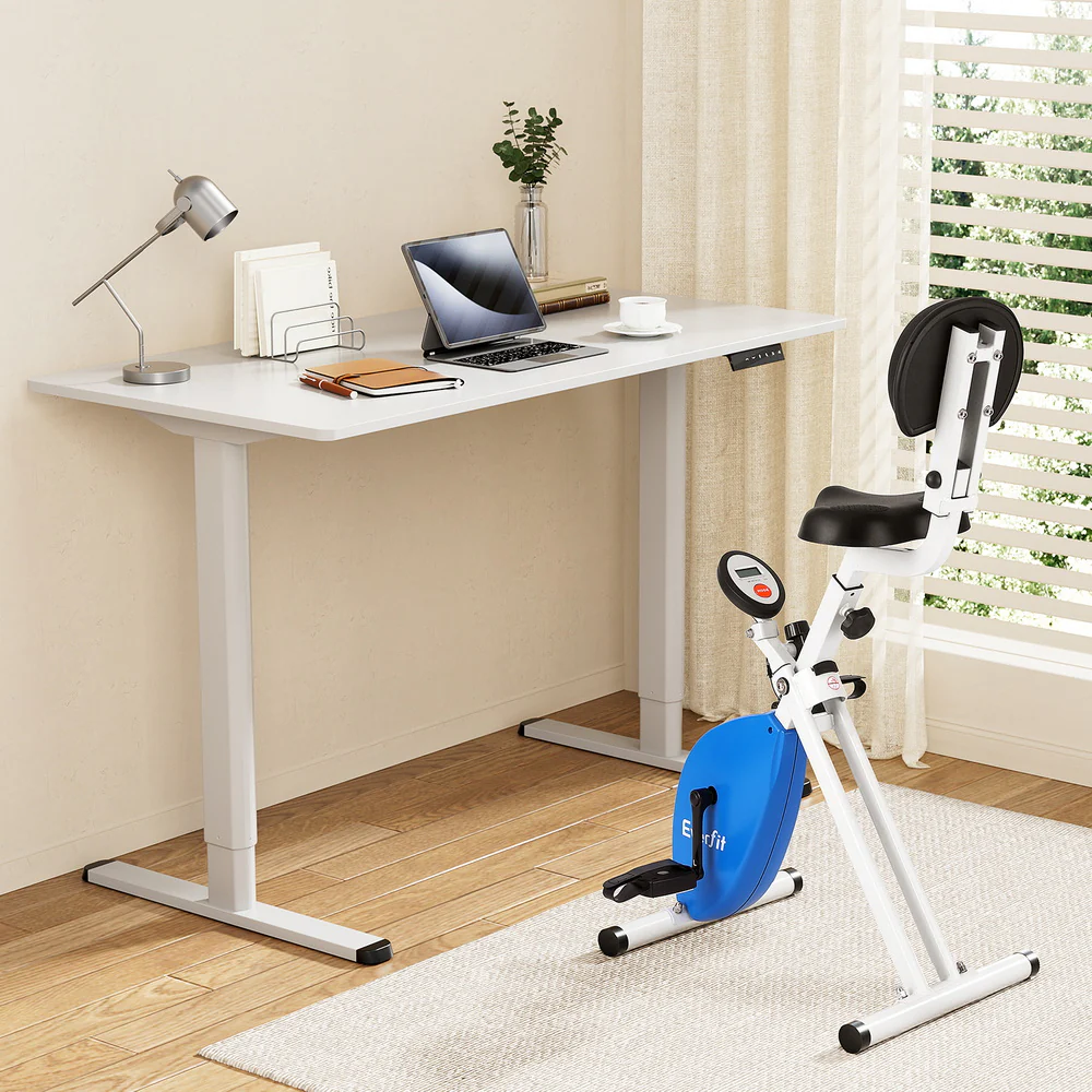 Artiss Under Desk Exercise Bike with 120cm Automatic Standing Desk Magnetic Resistance White - Image 2