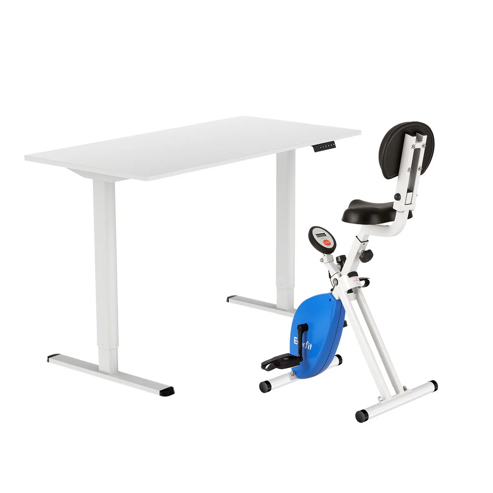 Artiss Under Desk Exercise Bike with 120cm Automatic Standing Desk Magnetic Resistance White - Image 3
