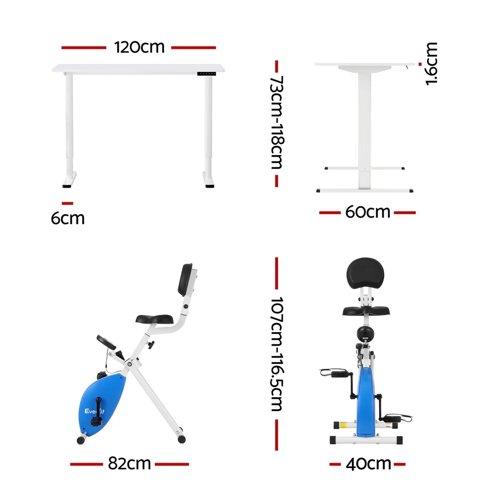 Artiss Under Desk Exercise Bike with 120cm Automatic Standing Desk Magnetic Resistance White - Image 4