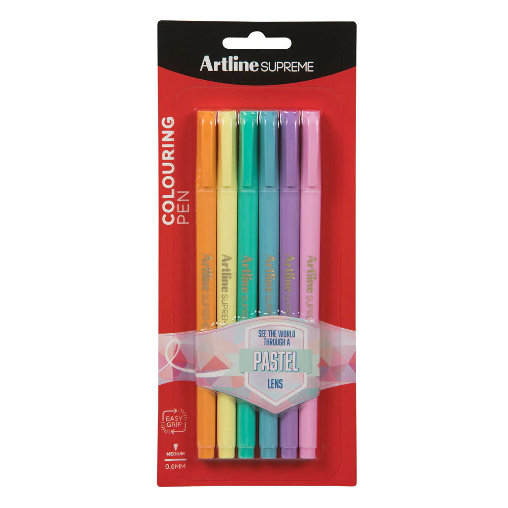 Artline Supreme 0.6mm Fine Pens [Assorted Pastel Colours] (6-Pack) - Image 2