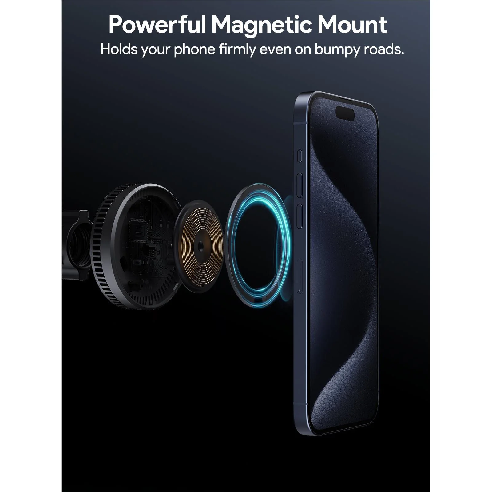 Aukey MagFusion Dash Pro Qi2 Fast Wireless Charging Phone Mount with Active Cooling - Image 9