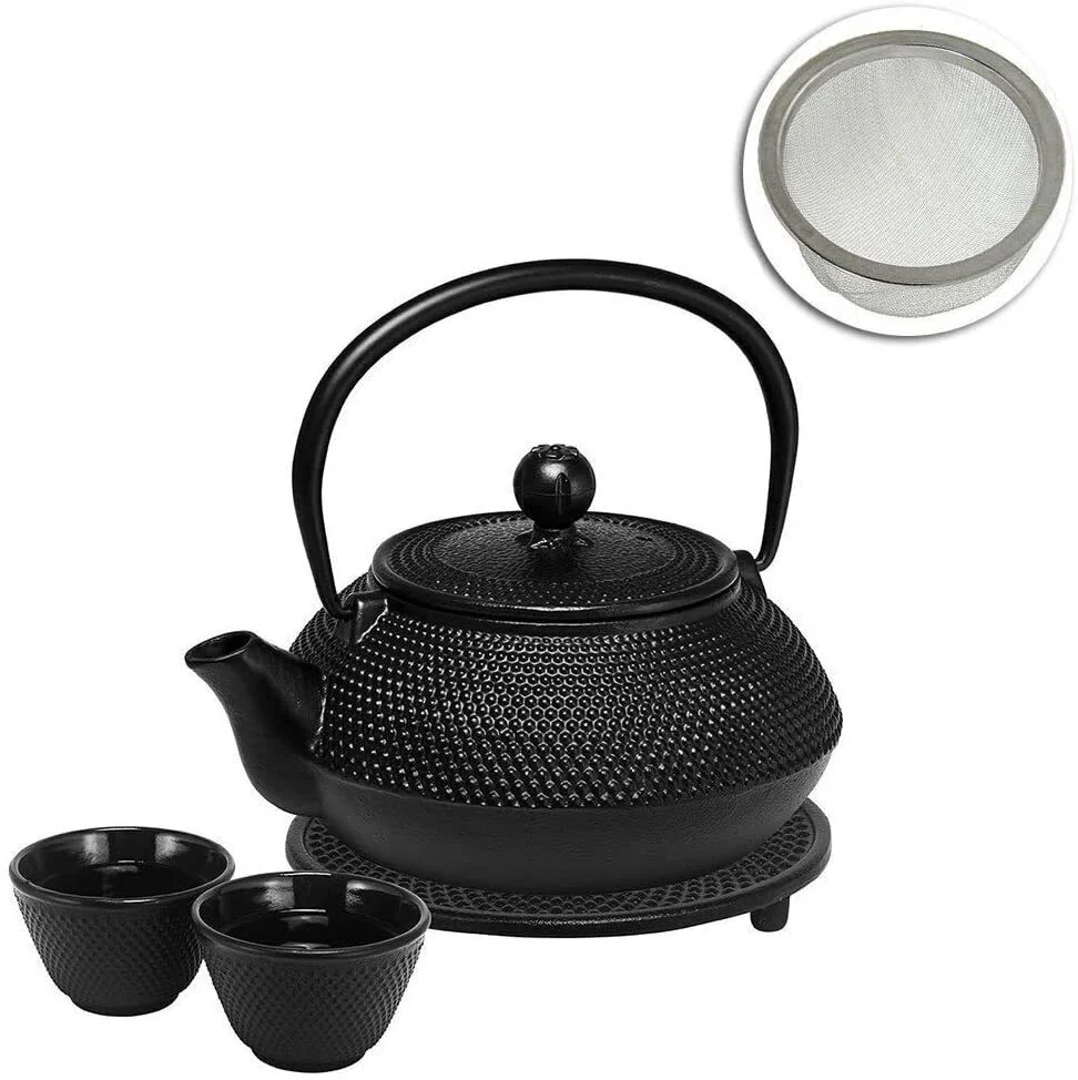 Avanti Hobnail Cast Iron Teapot Set 800ml (Black) - Image 3
