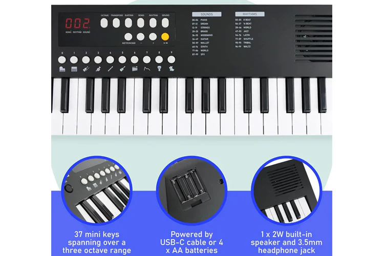 Axus Mini Keyboard 37 Key Keyboard (Black) - Image 2